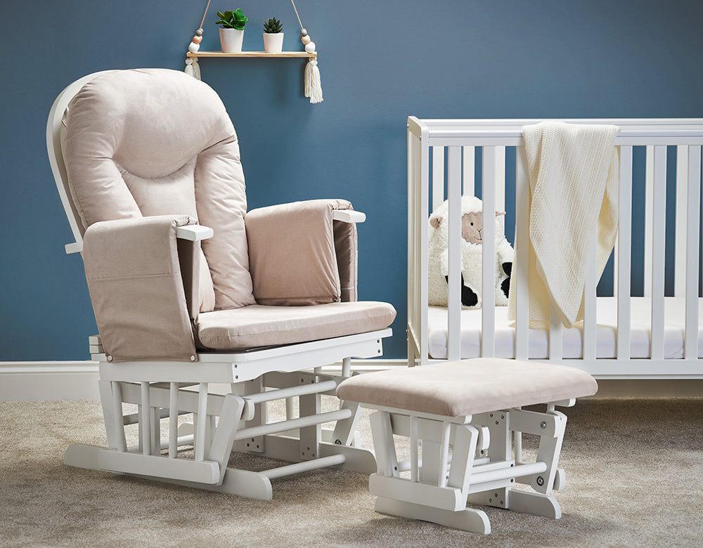 Obaby Reclining Glider Chair and Stool - Sand