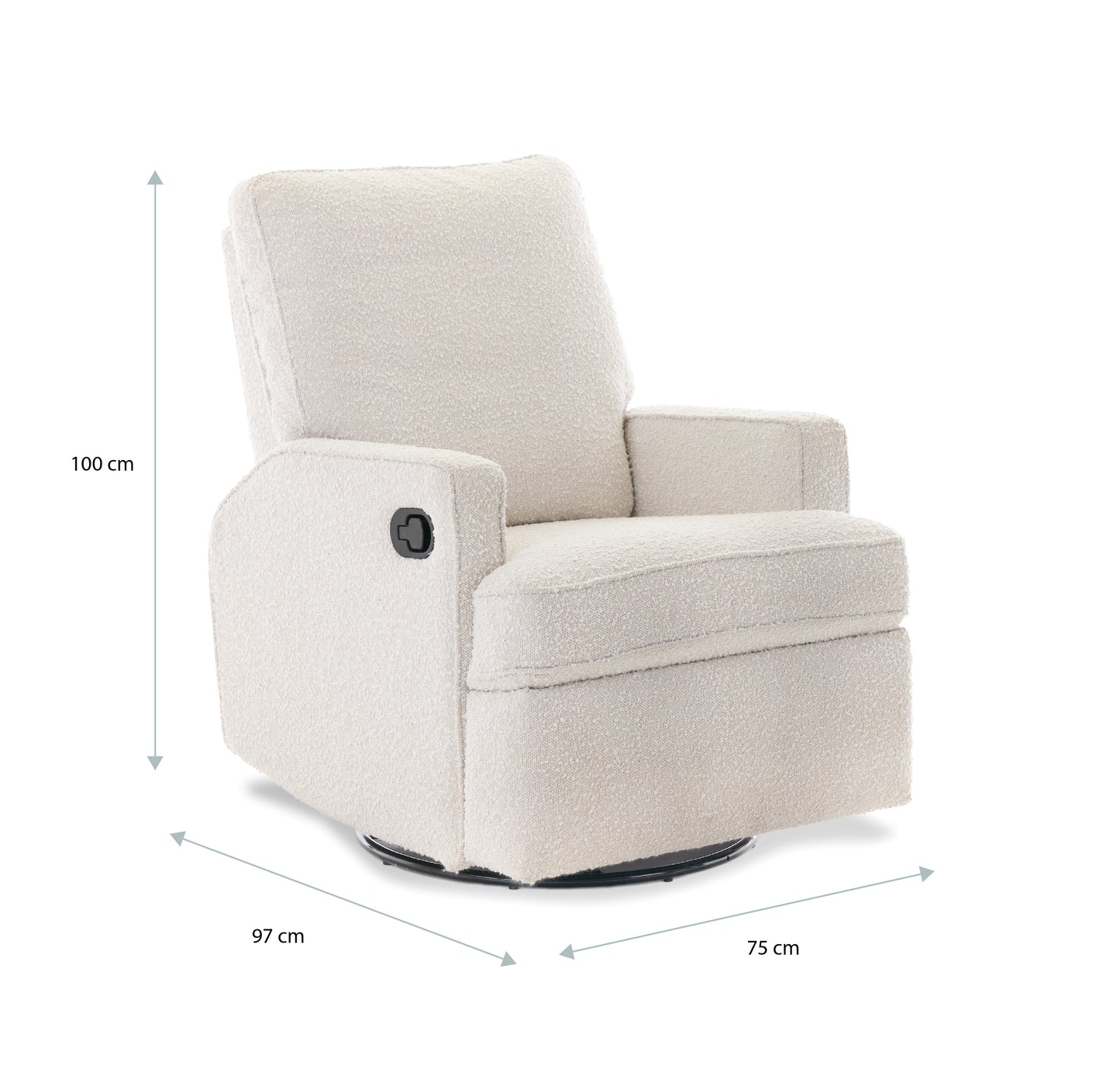 Obaby Madison Swivel Glider Recliner Chair - Bouclé Style