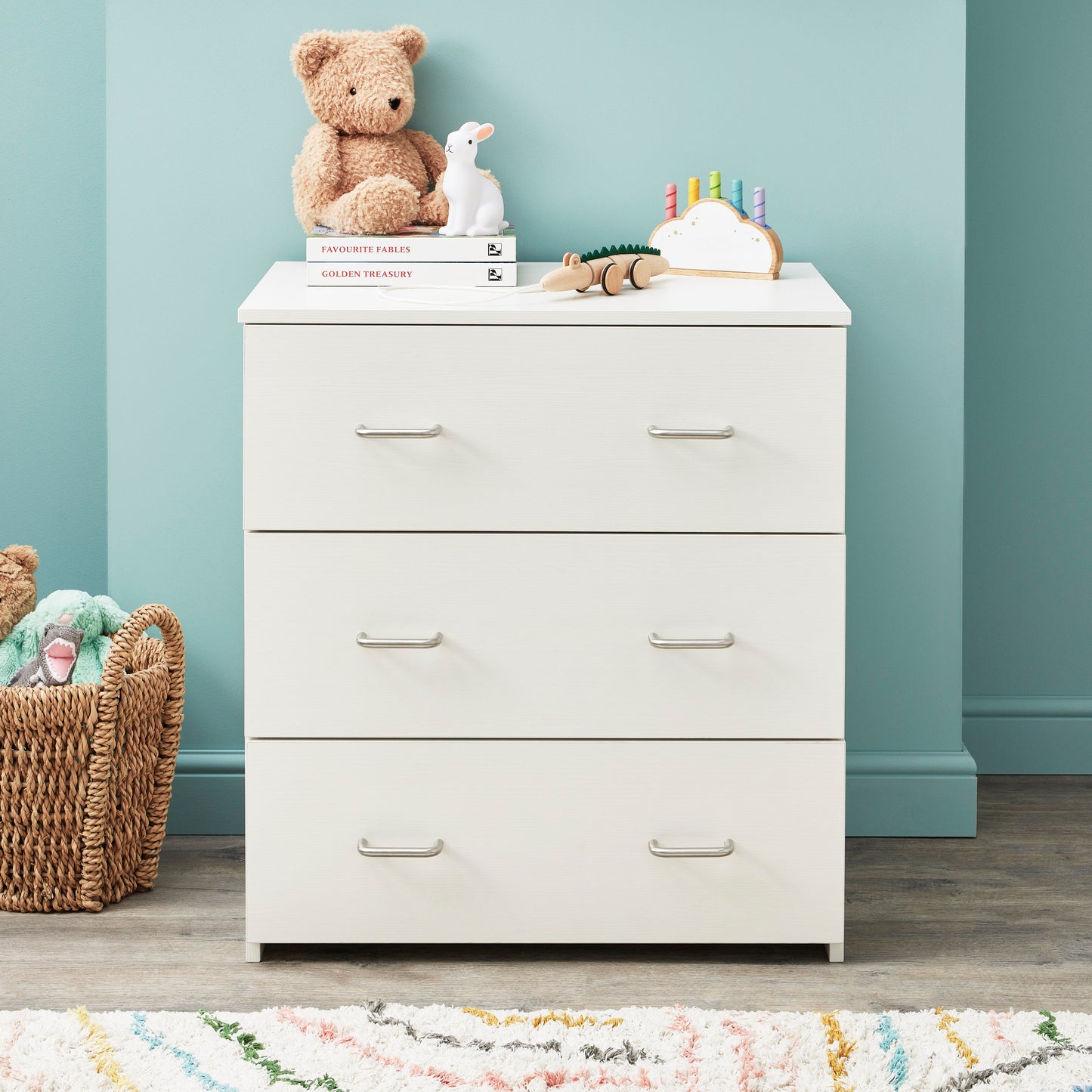 Babymore Caro Nursery Chest Changer - White Wash