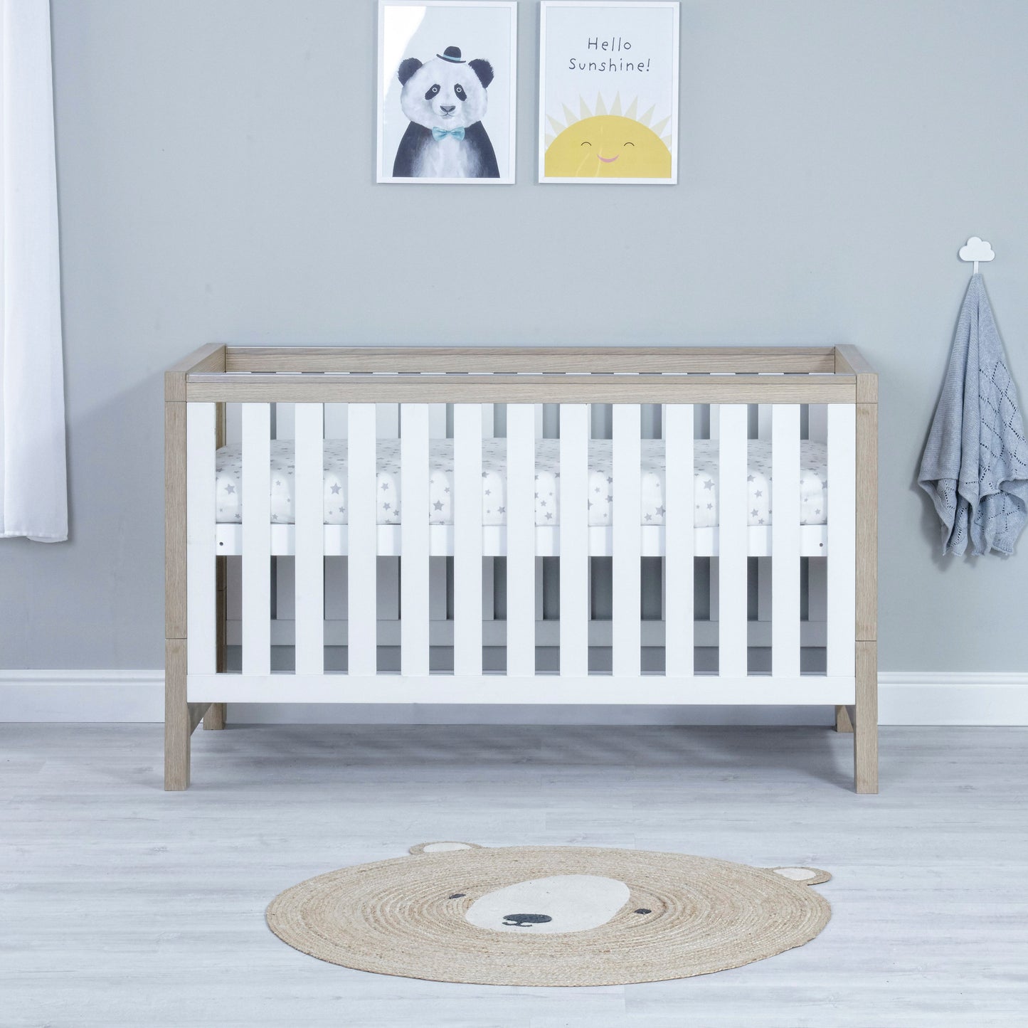 Babymore Luno 2 Piece Nursery Room Set - Oak White