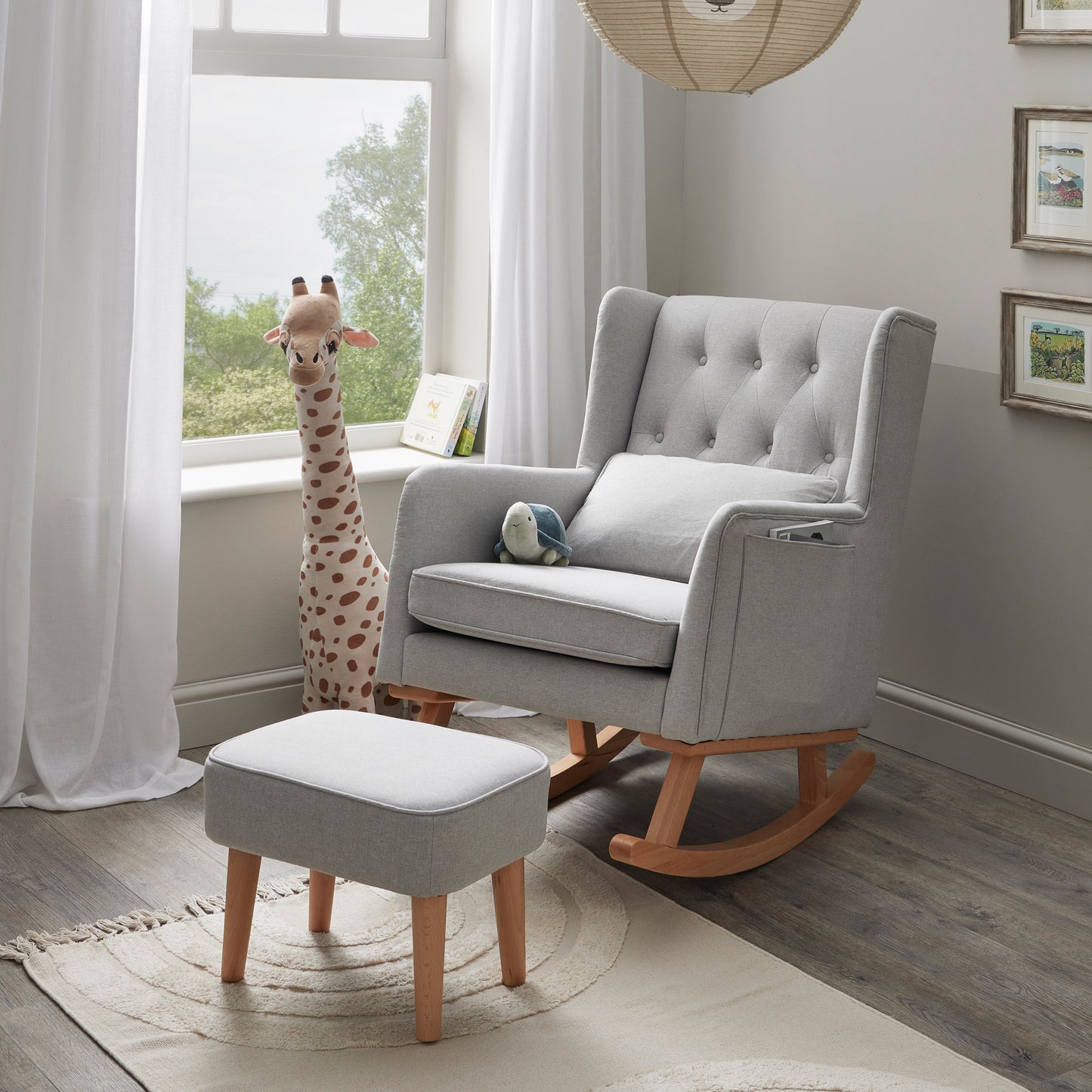 Babymore Lux Nursing Chair with Footstool - Grey