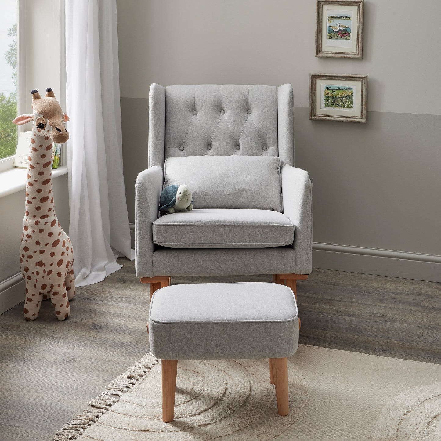 Babymore Lux Nursing Chair with Footstool - Grey