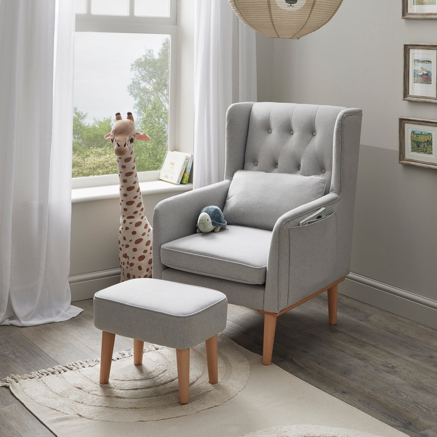 Babymore Lux Nursing Chair with Footstool - Grey