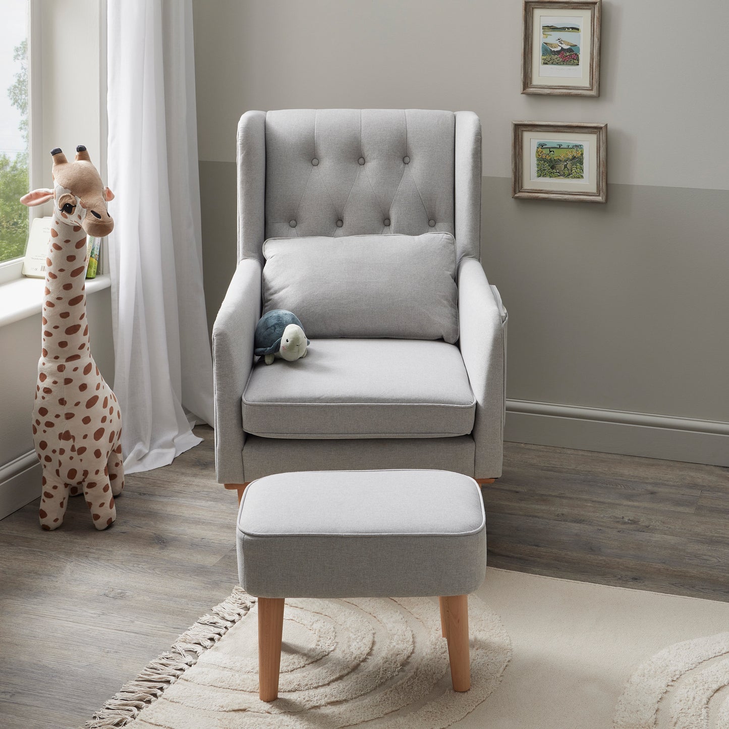 Babymore Lux Nursing Chair with Footstool - Grey