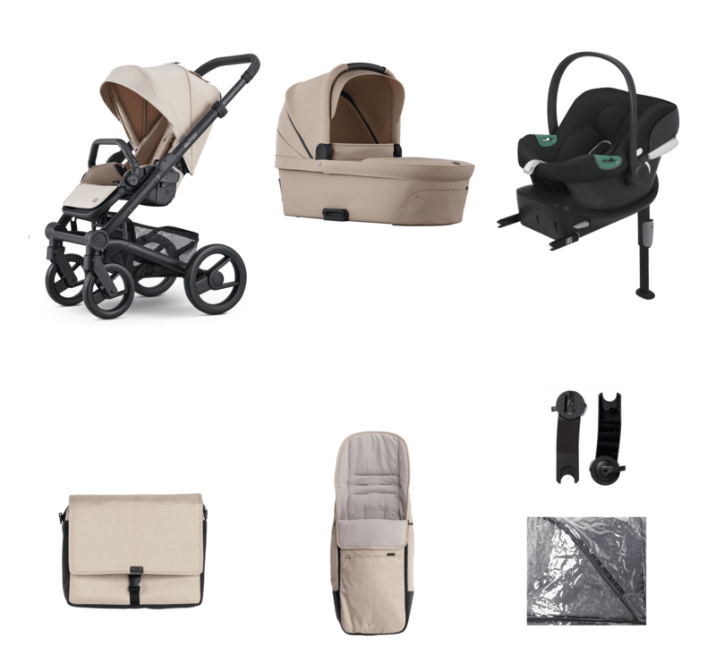 Mutsy Nio Bundle Cosmic sand 9 Aton B2 and Base Stroller frame seat c Teeny Haven