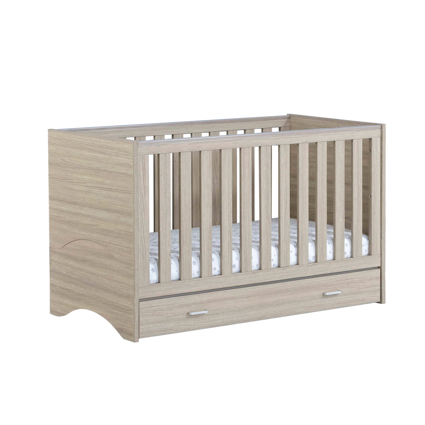 Babymore Veni Cot Bed with Drawer - Oak