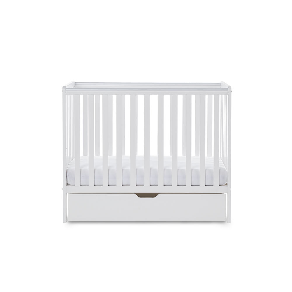 Obaby Bantam Space Saver Cot, Under Drawer + Fibre Mattress - White