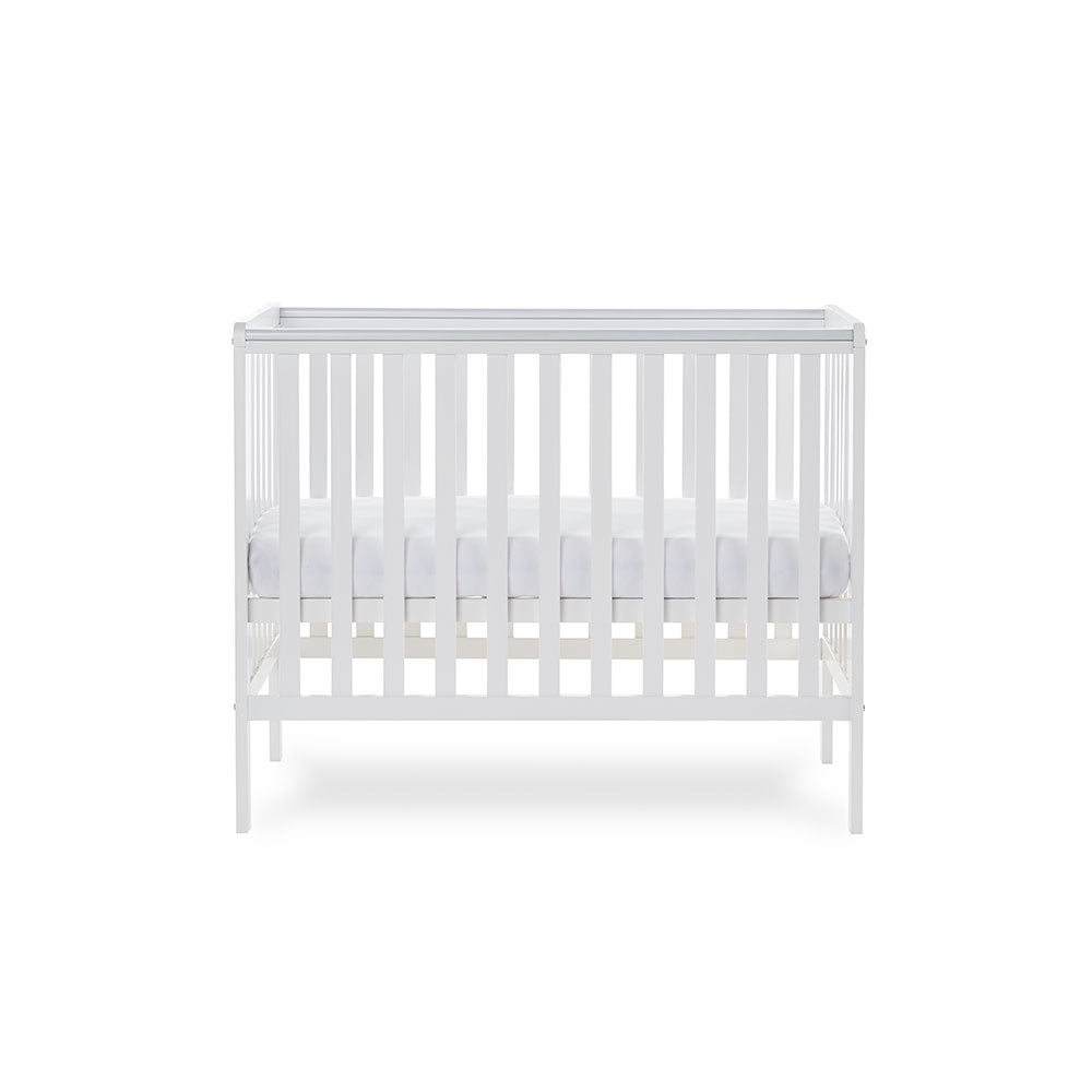 Obaby Bantam Space Saver Cot + Fibre Mattress - White