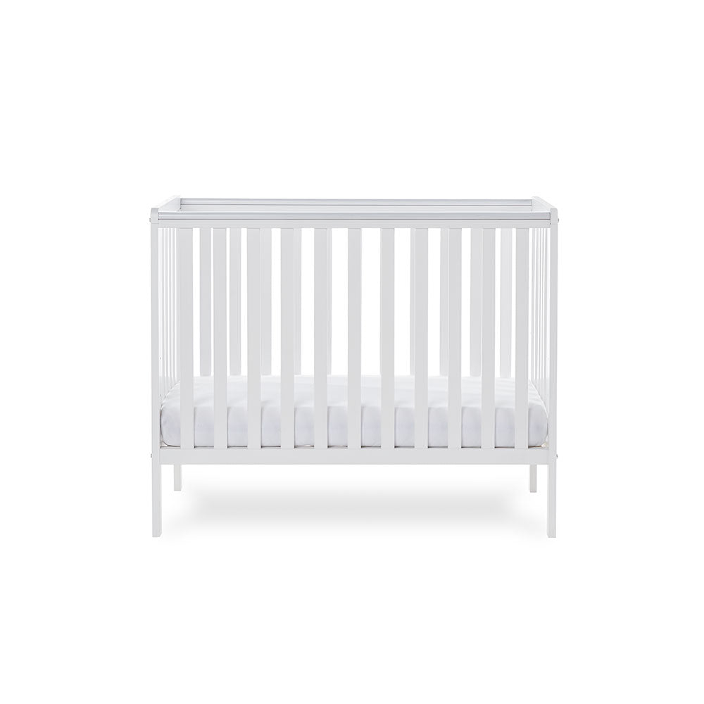 Obaby Bantam Space Saver Cot + Fibre Mattress - White