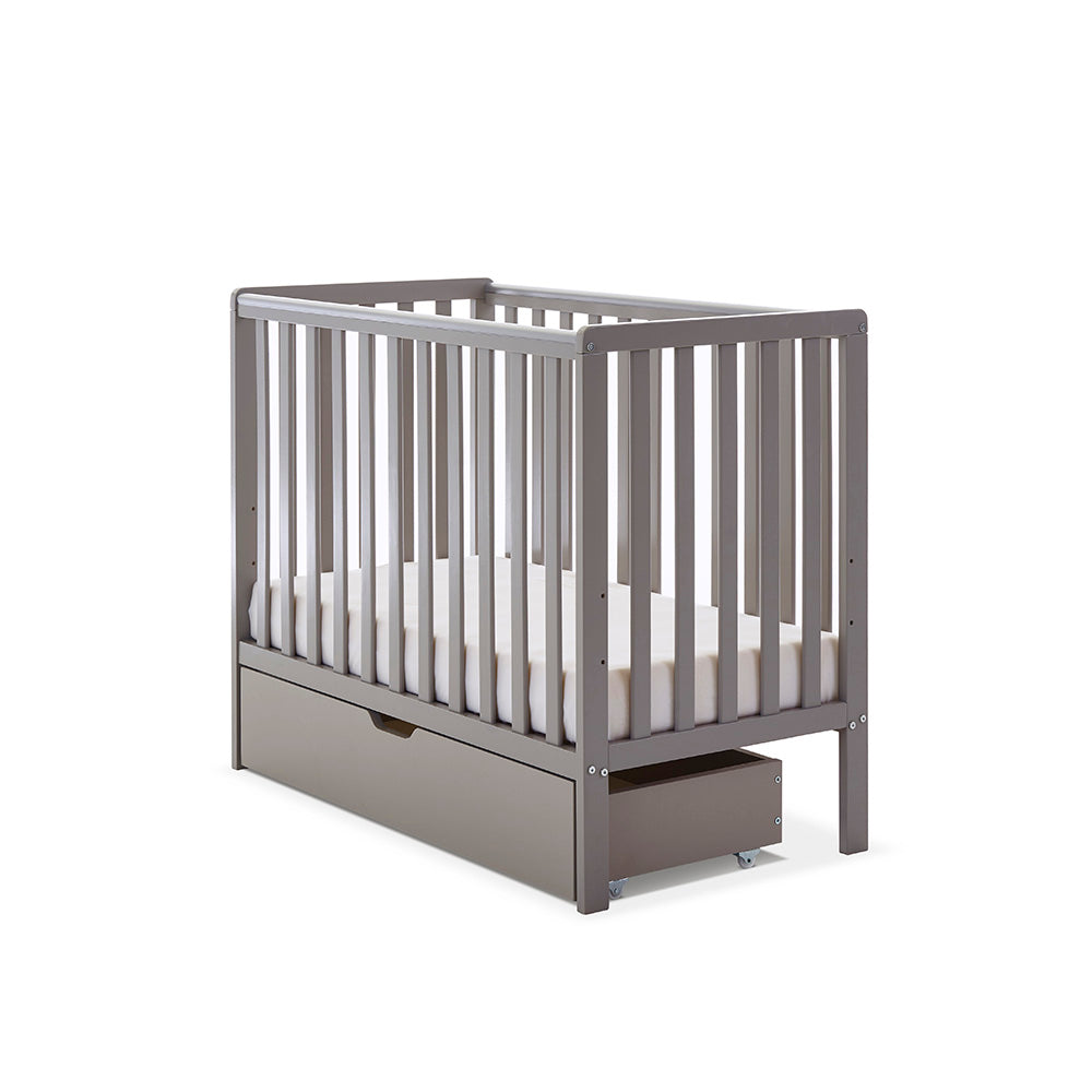 Obaby Bantam Space Saver Cot, Under Drawer + Fibre Mattress - Taupe Grey