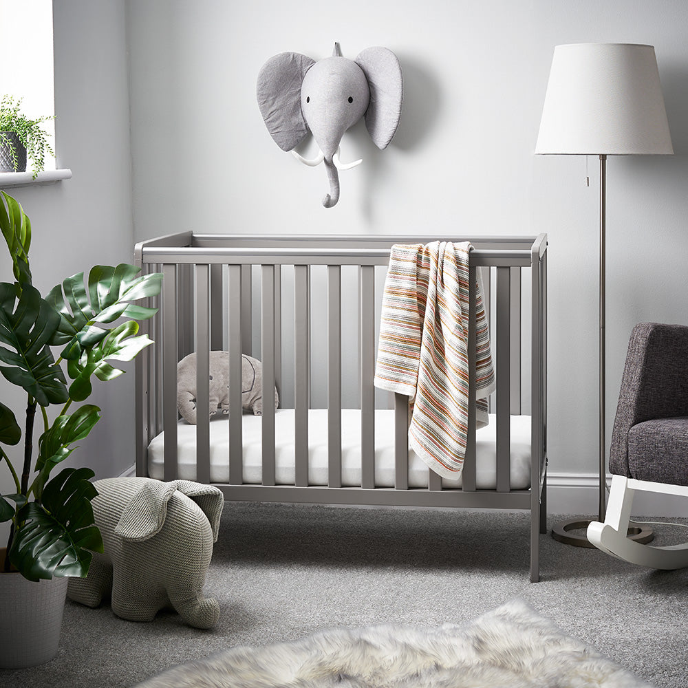 Obaby Bantam Space Saver Cot + Fibre Mattress - Taupe Grey