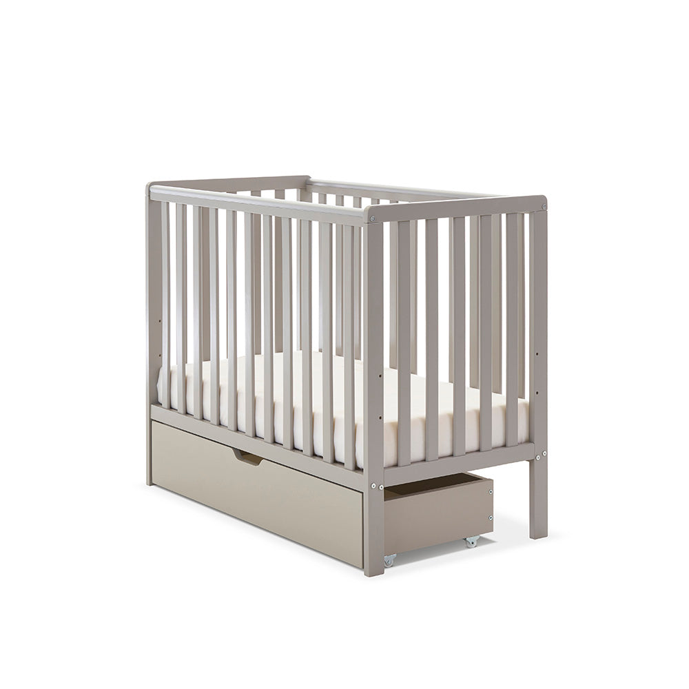 Obaby Bantam Space Saver Cot, Under Drawer + Fibre Mattress - Warm Grey