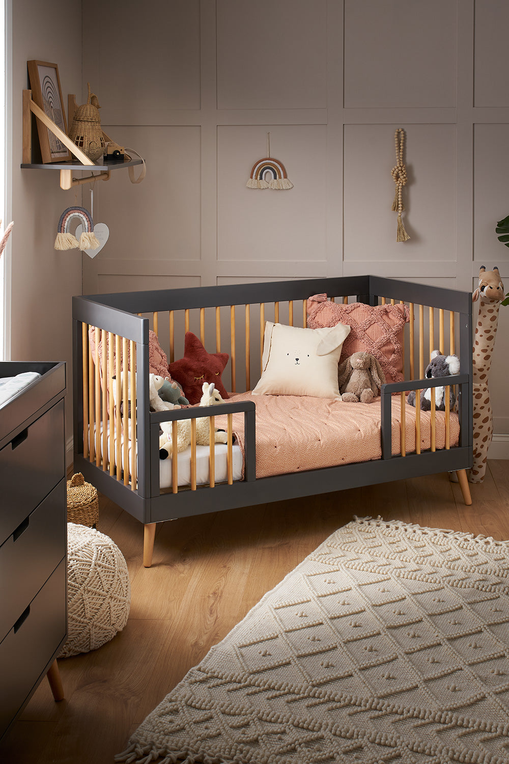 Obaby Maya Cot Bed - Slate with Natural