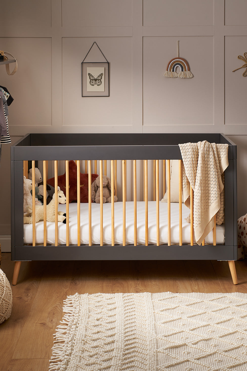 Obaby Maya Cot Bed - Slate with Natural