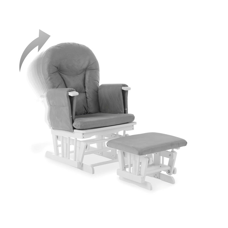 Obaby Reclining Glider Chair and Stool - Grey