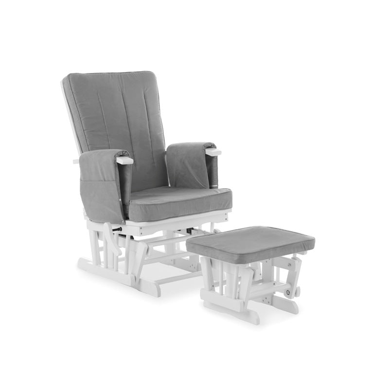 Obaby Deluxe Reclining Glider Chair & Stool - Grey