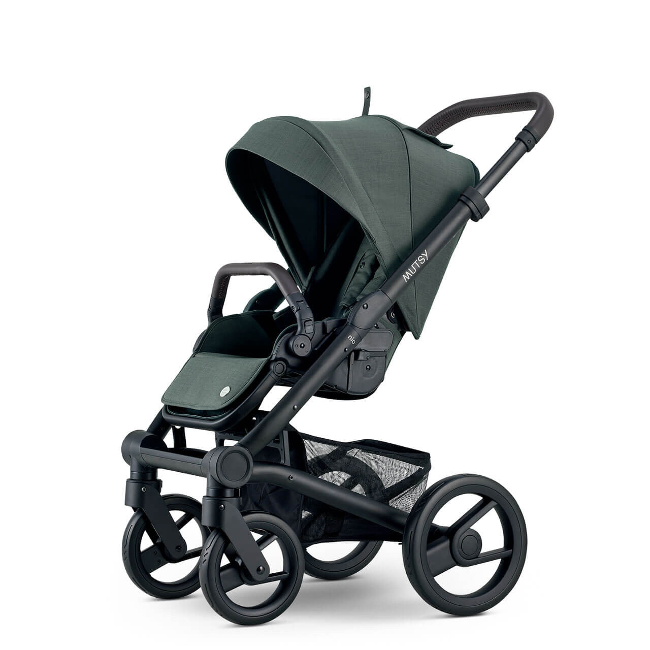 Mutsy Nio Pine Green Stroller Aton B2 and Base, Stroller frame,seat,carrycot, Footmuff, Changing Bag, car seat adaptors