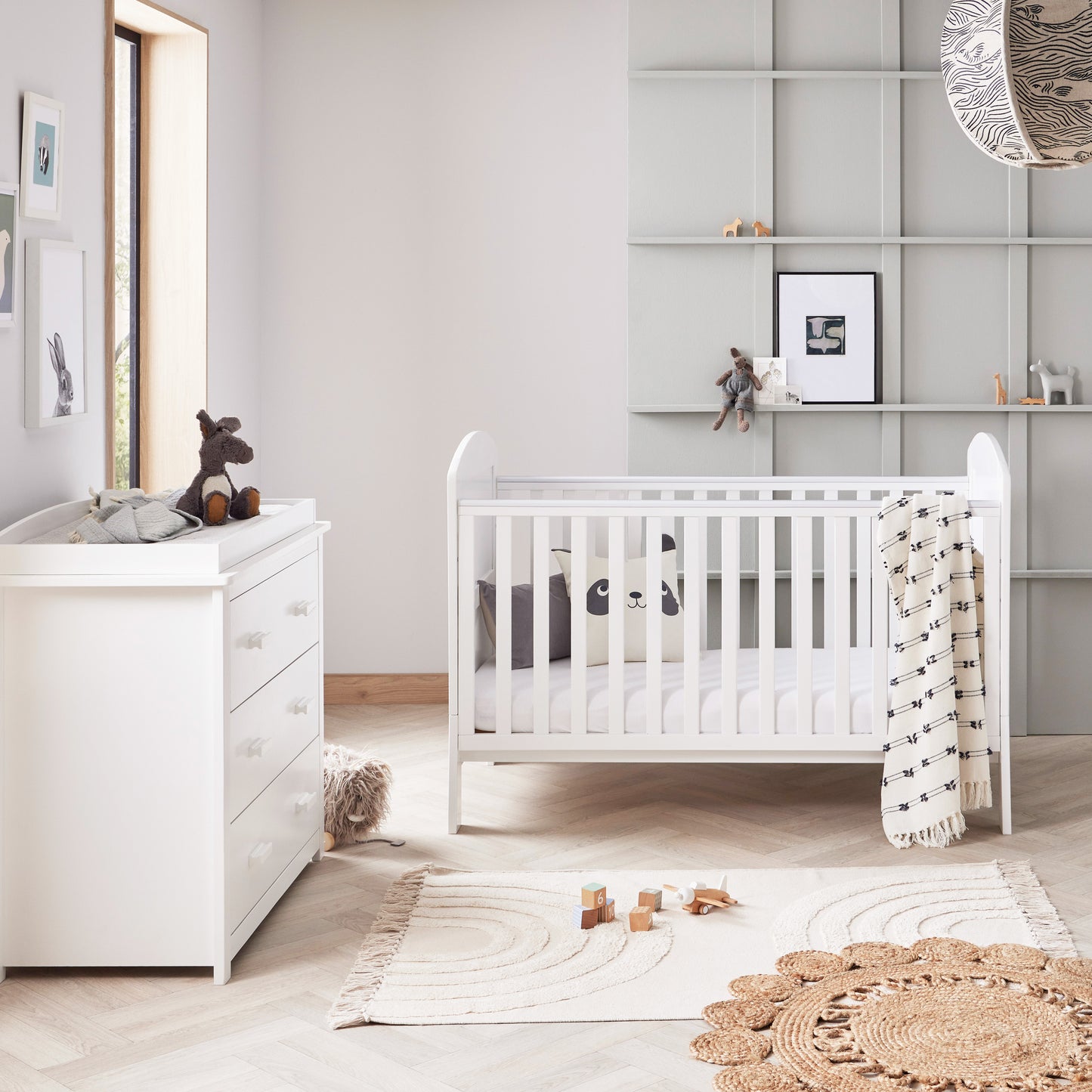 Babymore Aston 2 Piece Nursery Room Set - White