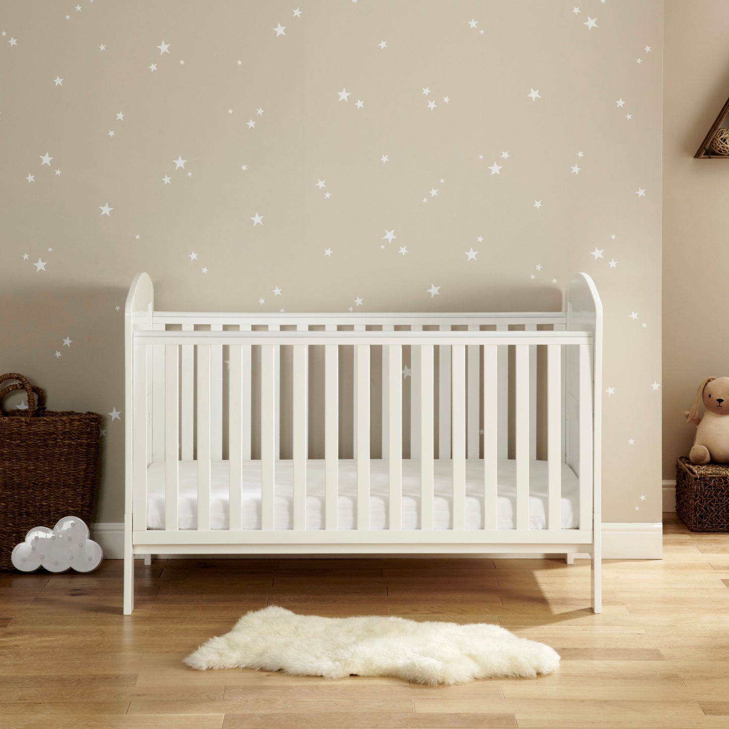 Babymore Aston Drop Side Cot Bed - White