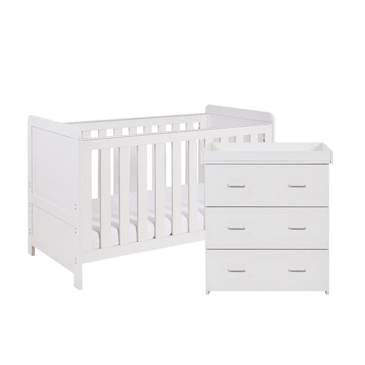 Babymore Caro 2 Piece Nursery Room Set - White Wash