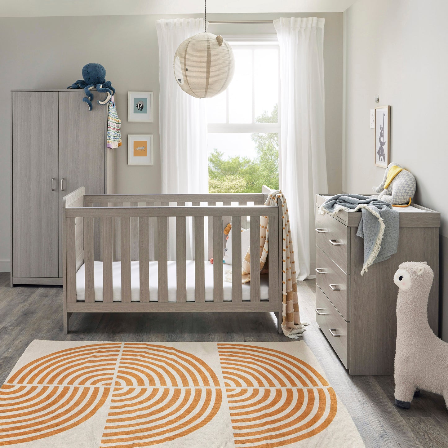 Babymore Caro 3 Piece Nursery Room Set - Grey Wash