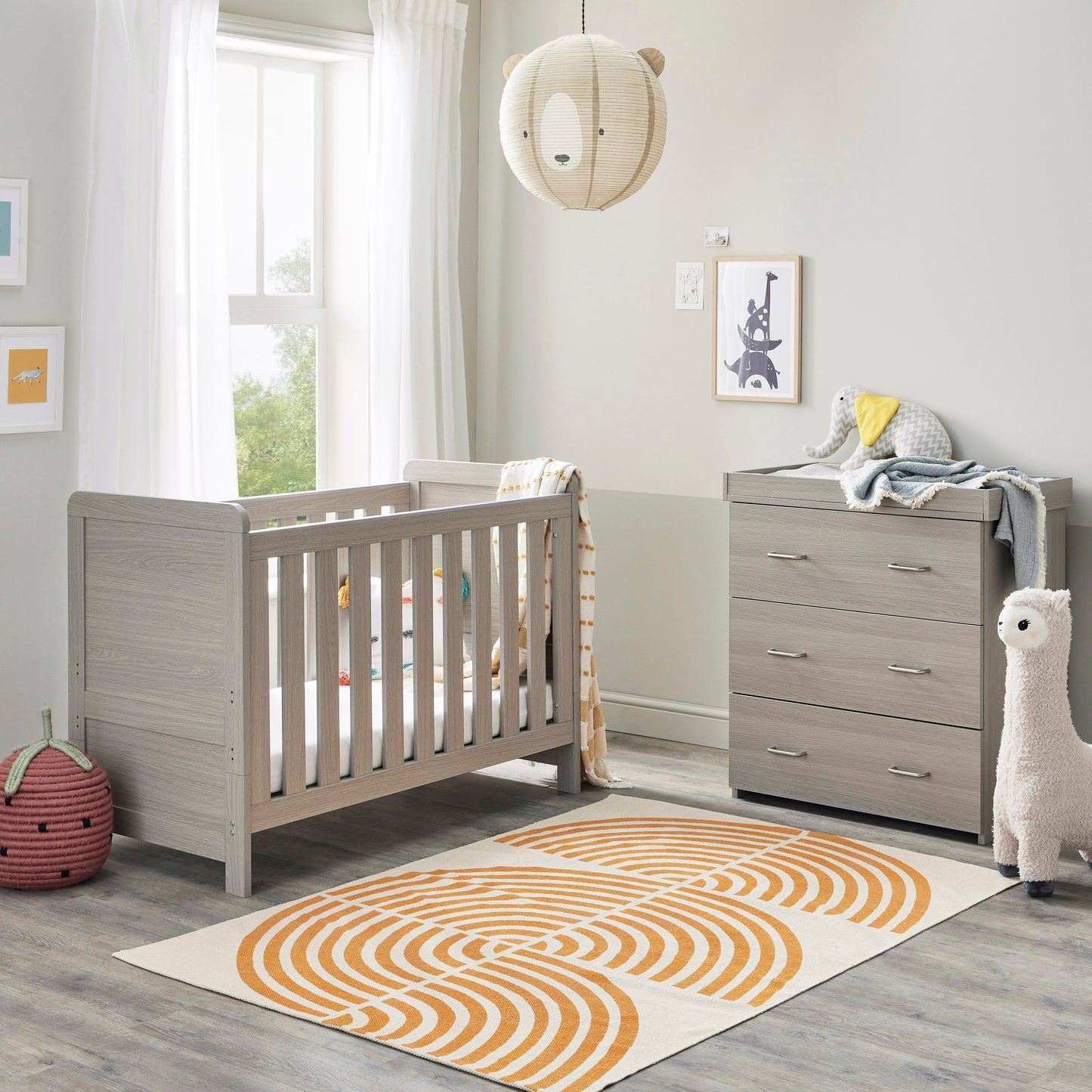 Babymore Caro Mini 2 Piece Nursery Room Set - Grey Wash