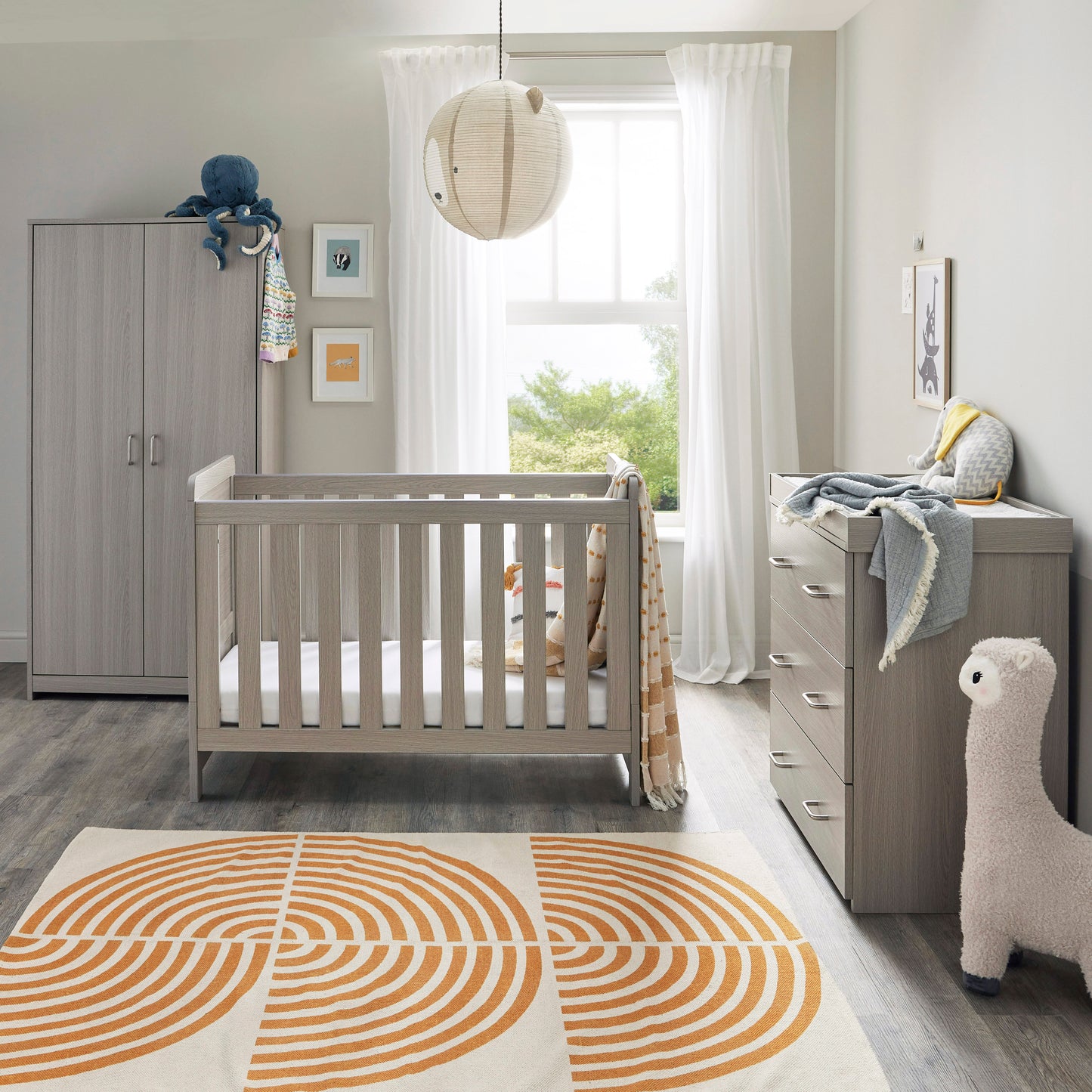 Babymore Caro Mini 3 Piece Nursery Room Set - Grey Wash