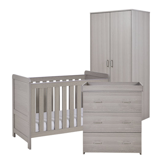 Babymore Caro Mini 3 Piece Nursery Room Set - Grey Wash