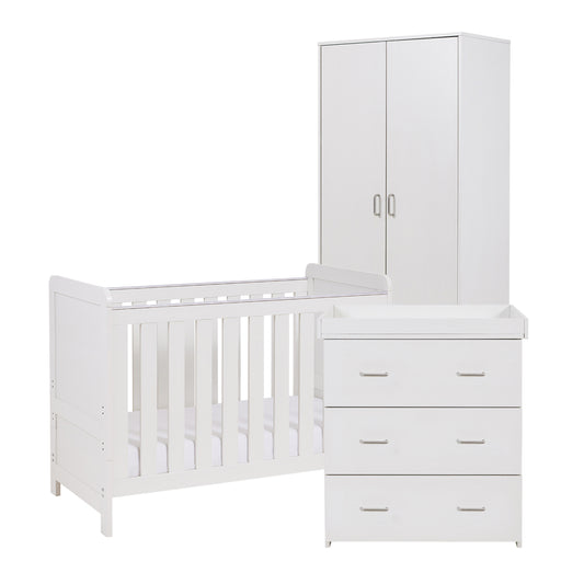 Babymore Caro Mini 3 Piece Nursery Room Set - White Wash