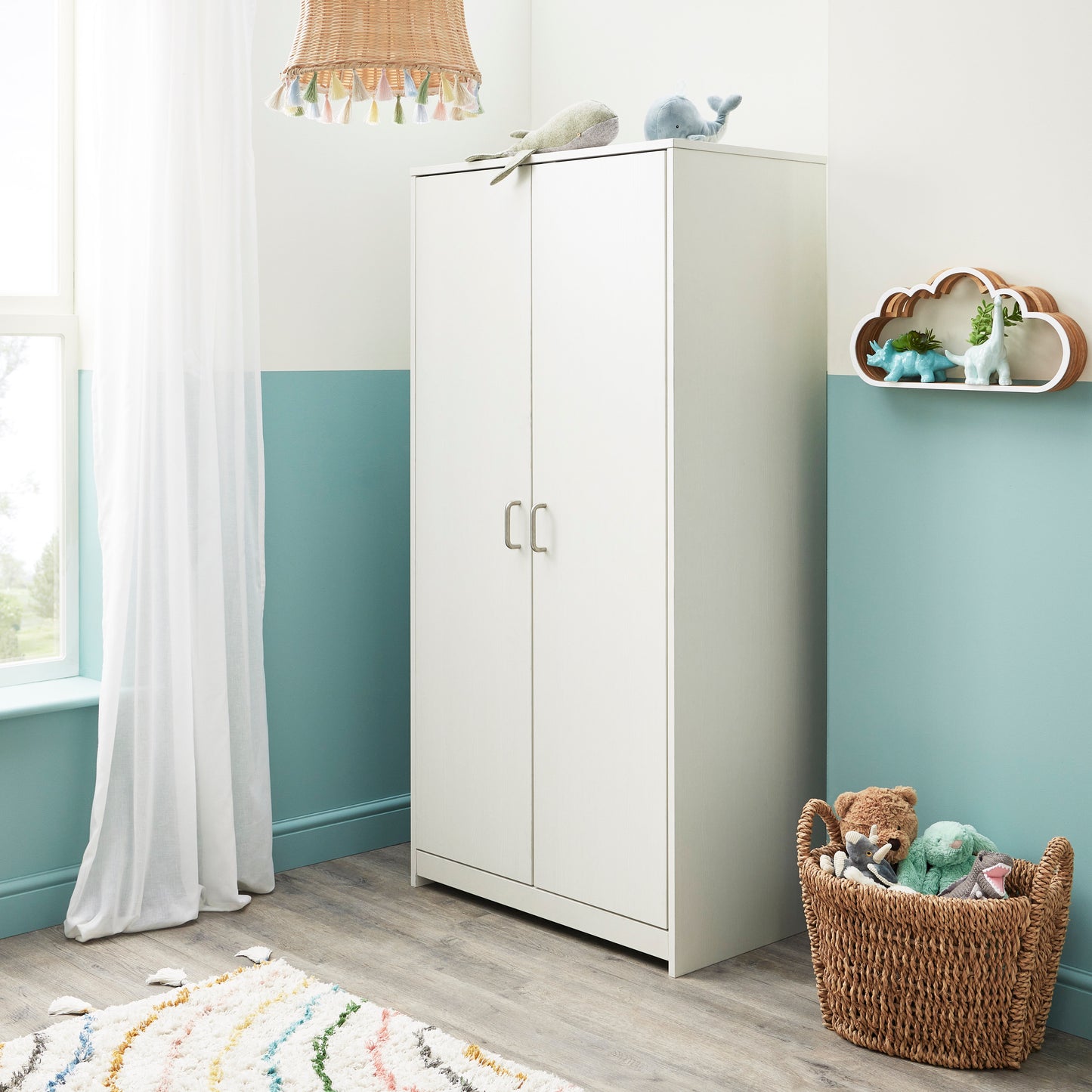 Babymore Caro Nursery Wardrobe - White Wash