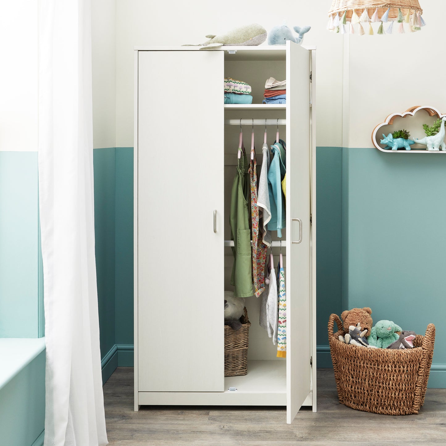 Babymore Caro Nursery Wardrobe - White Wash