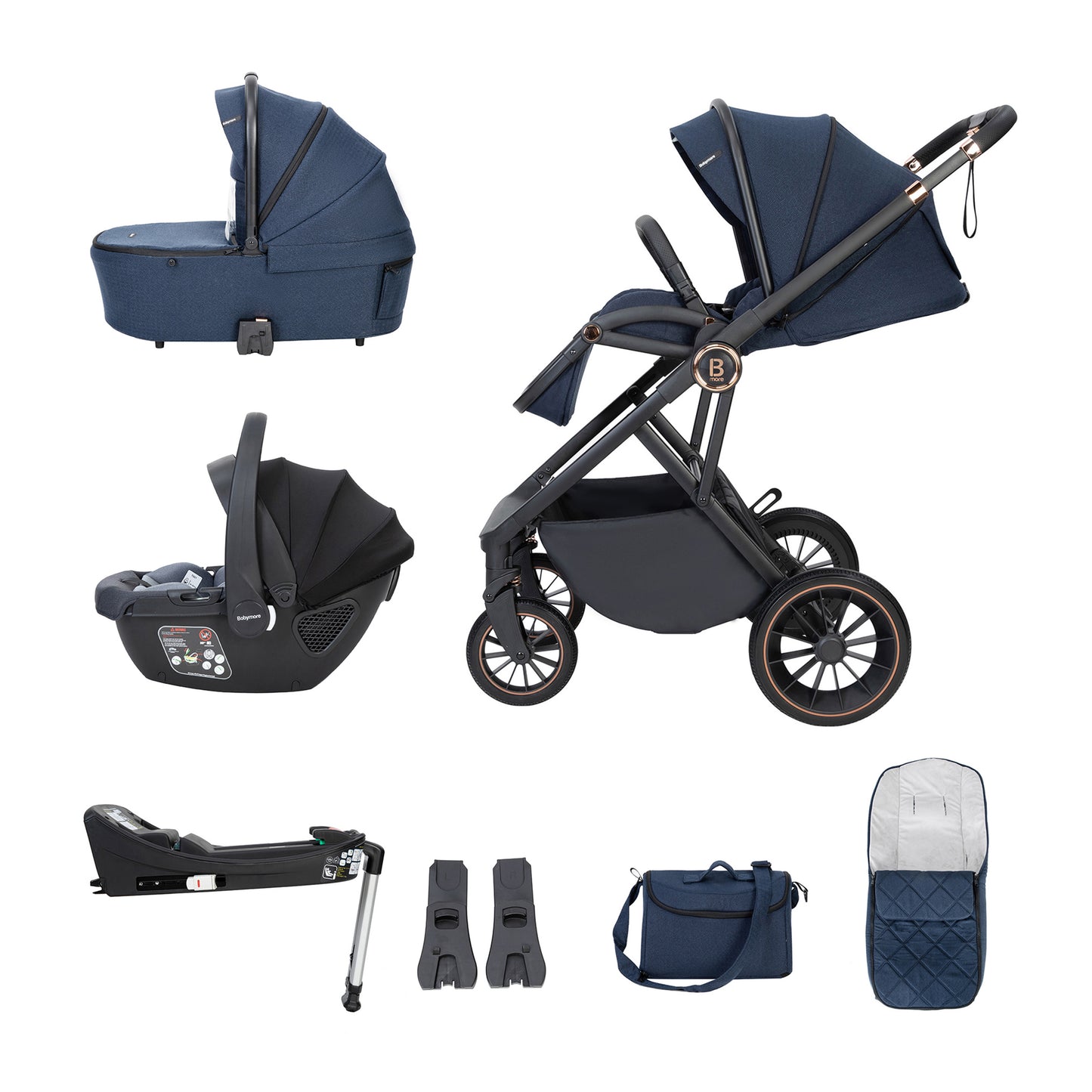 Babymore Chia Travel System Coco with Base - Midnight Blue