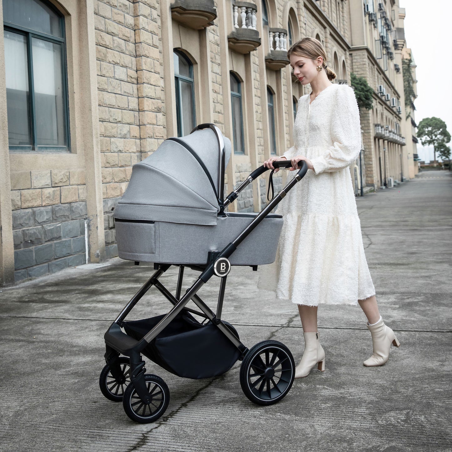 Babymore Chia Travel System Coco with Base - Pearl Grey