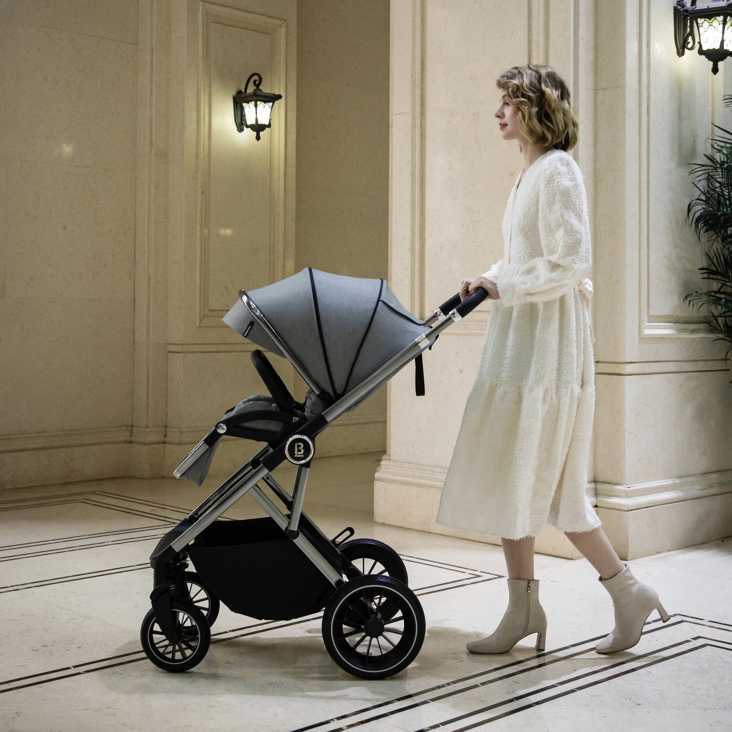 Babymore Chia Travel System Coco with Base - Pearl Grey