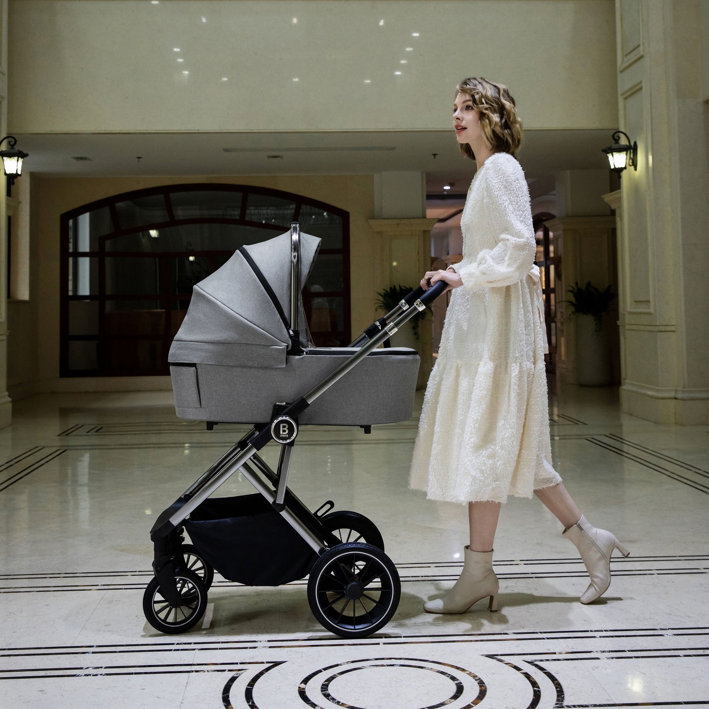 Babymore Chia Travel System Pecan with Base - Pearl Grey