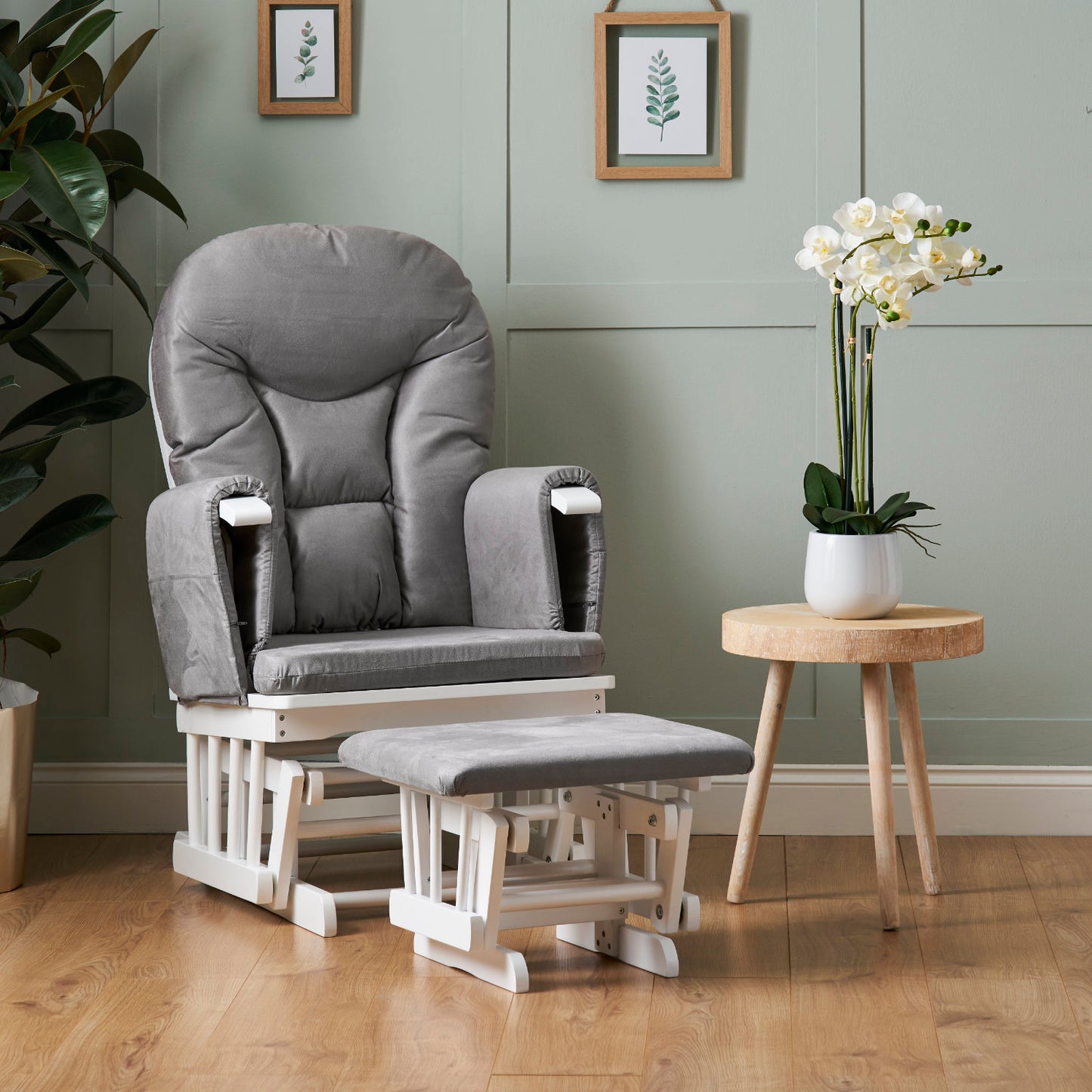 Obaby Reclining Glider Chair and Stool - Grey