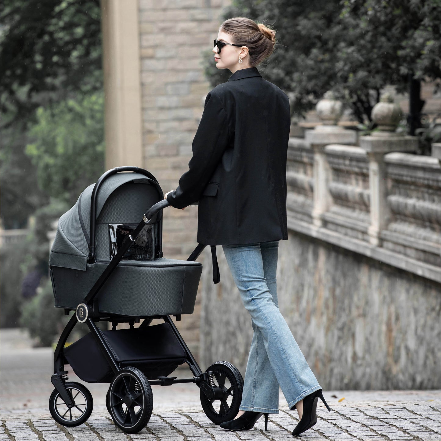 Babymore Kai Pram Pushchair - Forest Grey