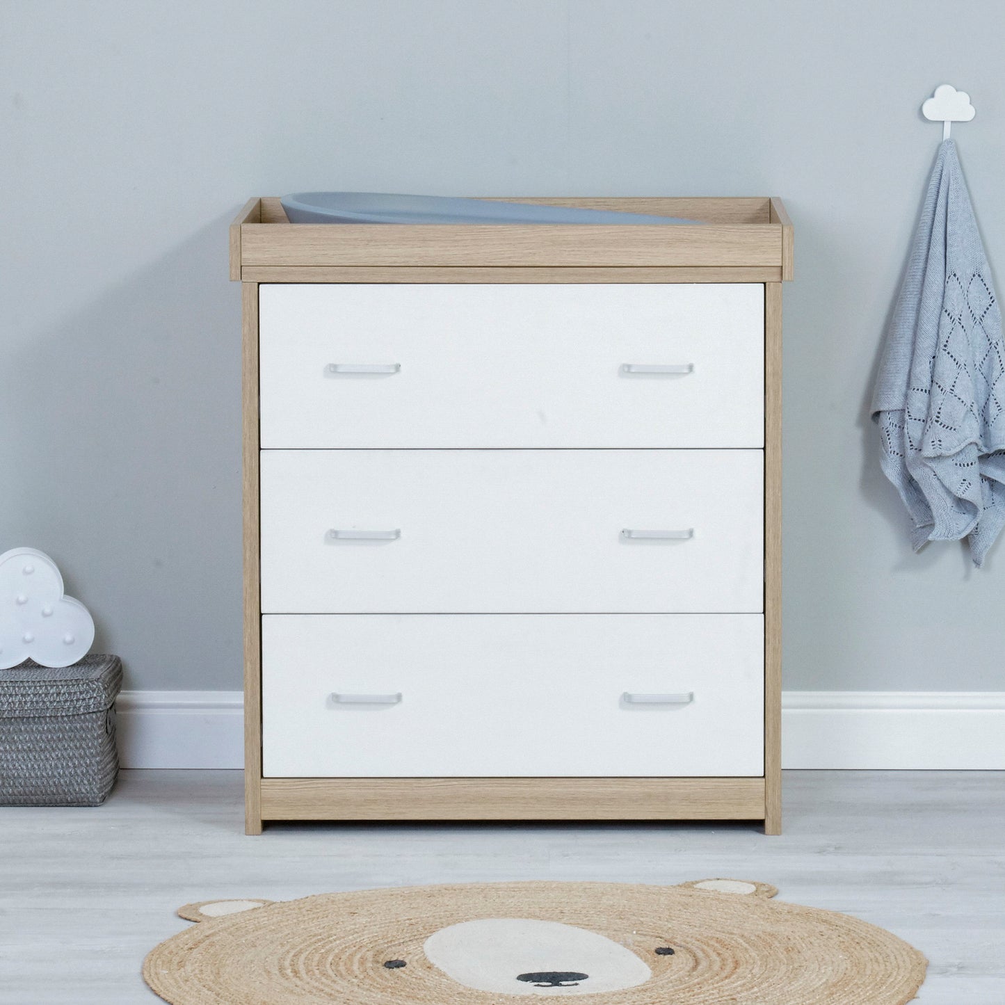 Babymore Luno 2 Piece Nursery Room Set - Oak White