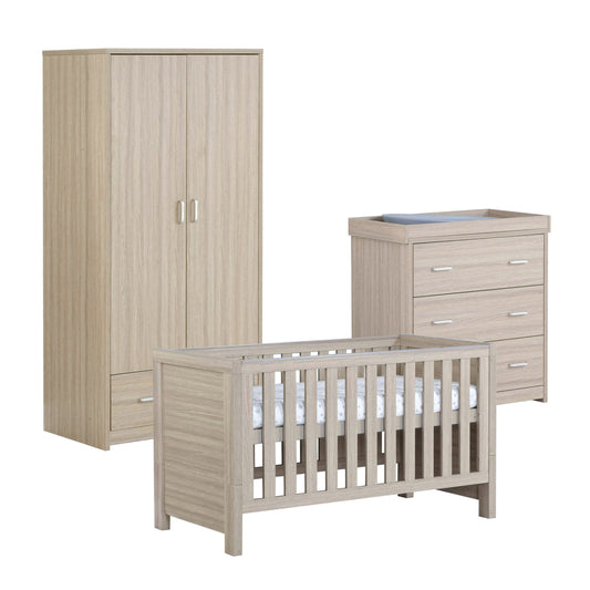 Babymore Luno 3 Piece Nursery Room Set - Oak