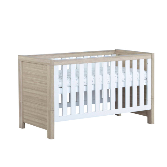 Babymore Luno Cot Bed - White Oak