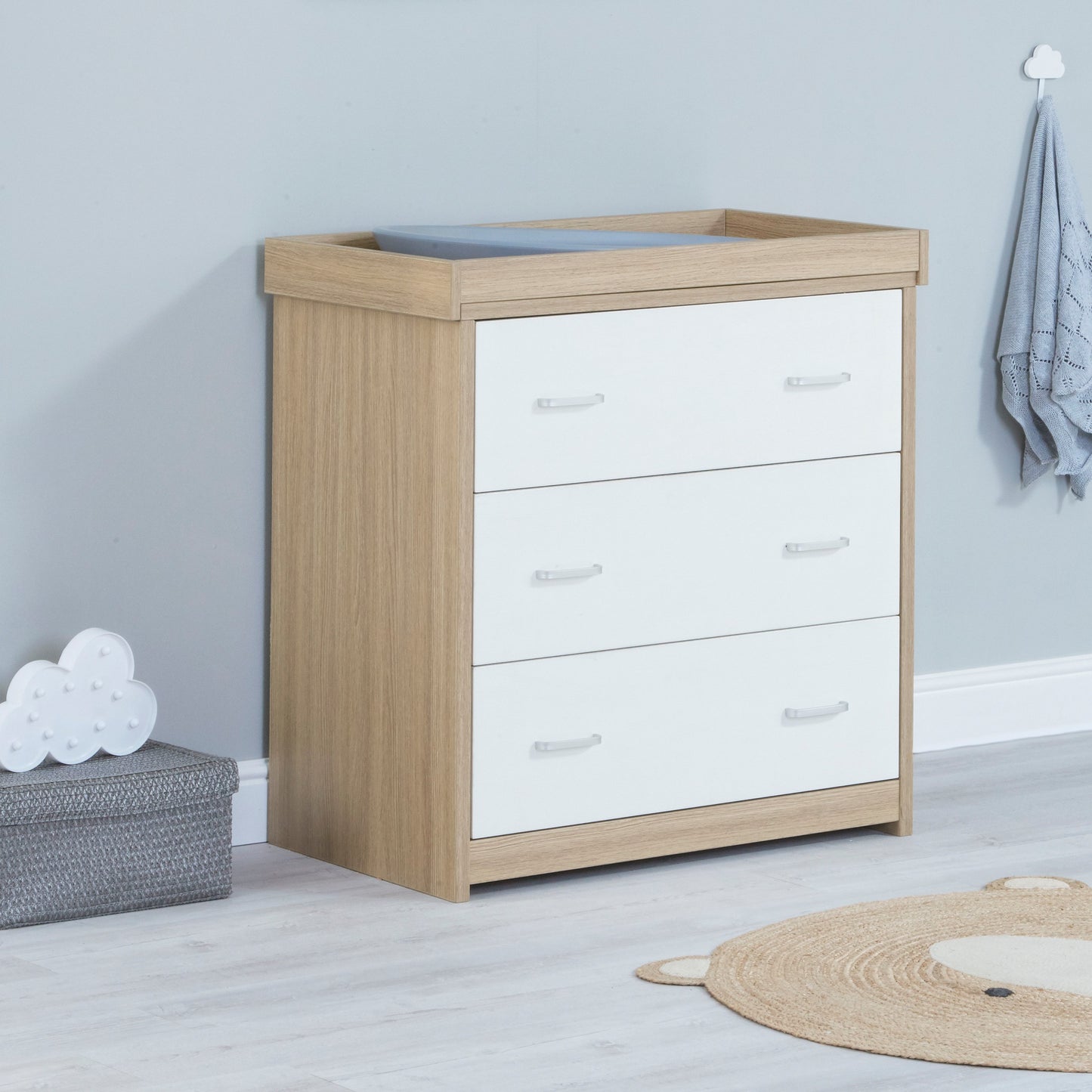 Babymore Luno Veni Nursery Chest Changer - White Oak