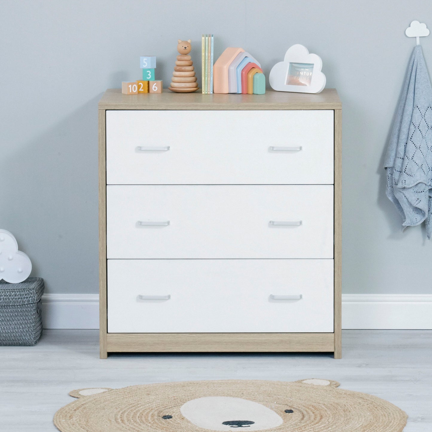 Babymore Luno Veni Nursery Chest Changer - White Oak