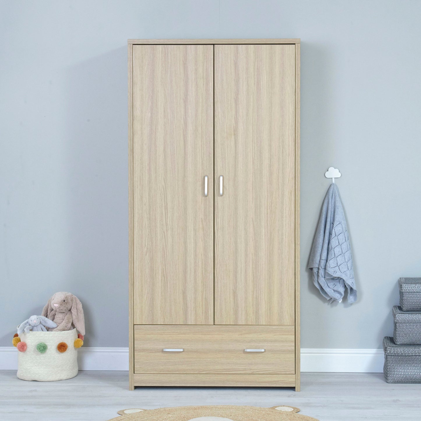 Babymore Luno Veni Nursery Wardrobe - Oak