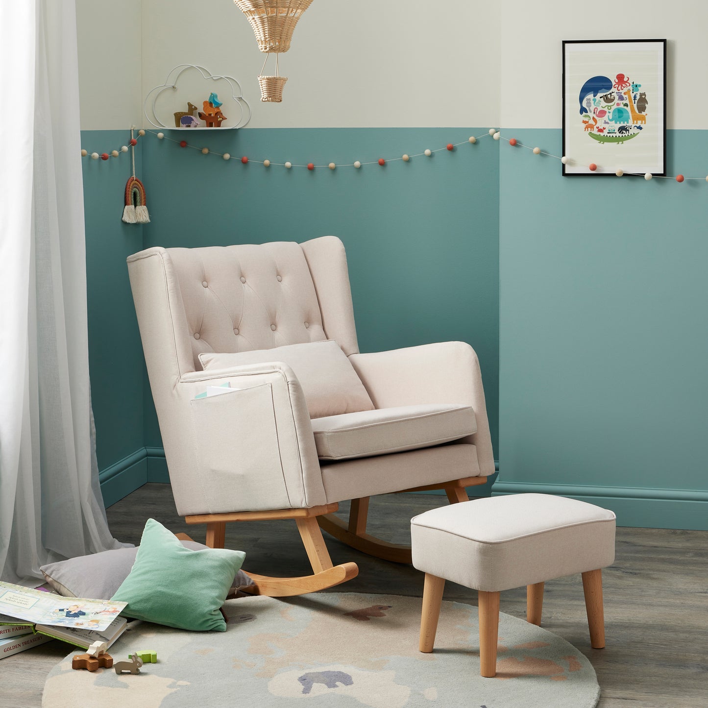 Babymore Lux Nursing Chair with Footstool - Cream