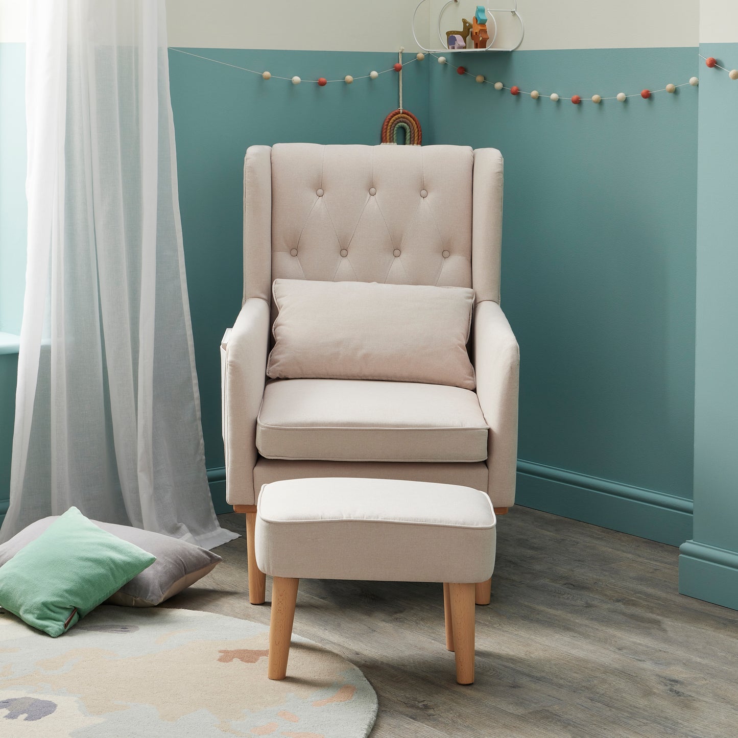 Babymore Lux Nursing Chair with Footstool - Cream