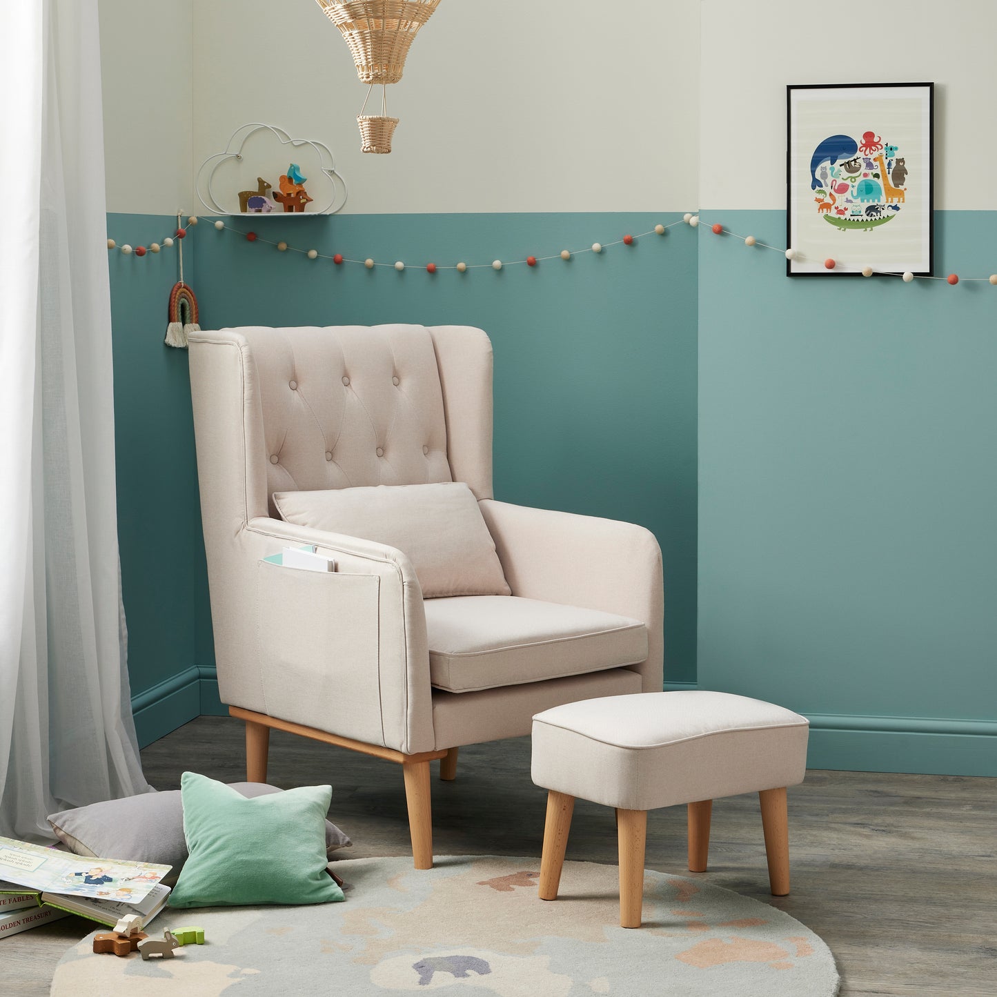 Babymore Lux Nursing Chair with Footstool - Cream