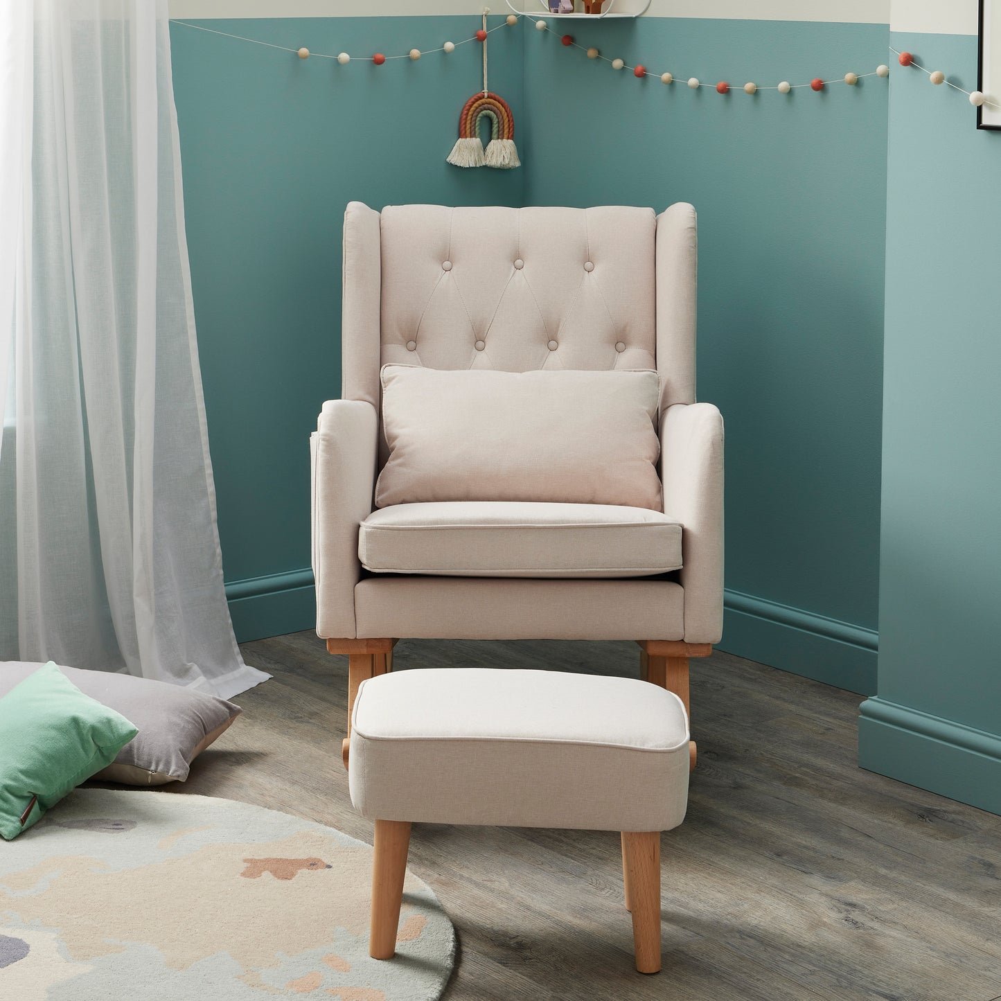 Babymore Lux Nursing Chair with Footstool - Cream