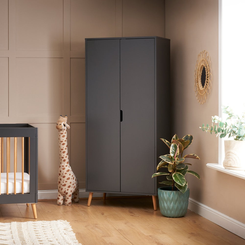 Obaby Maya Double Wardrobe - Slate with Natural