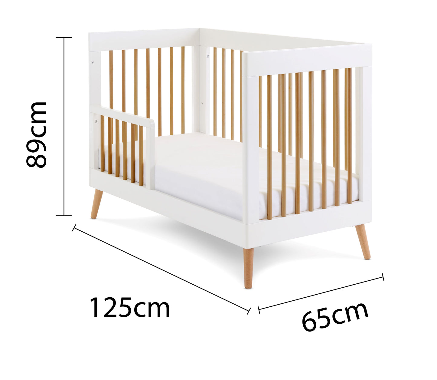 Obaby Maya Mini Cot Bed - White with Natural