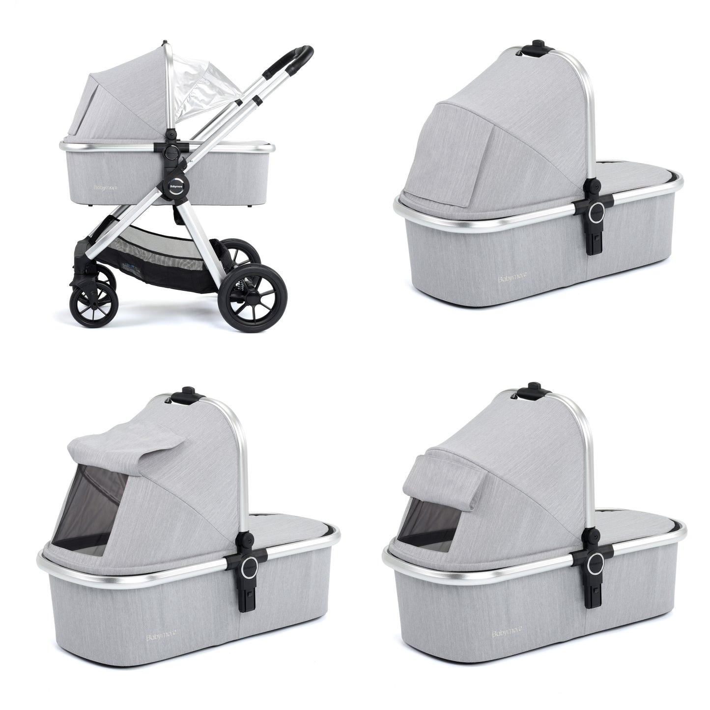 Babymore Memore V2 Pram Pushchair 11 Piece - Silver